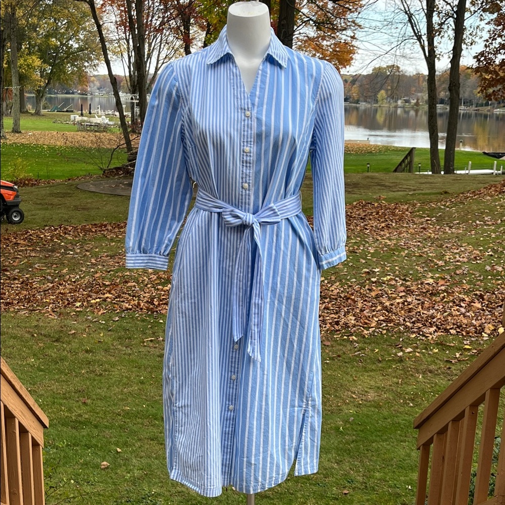 St.John's Bay Striped Midi Shirt Dress M